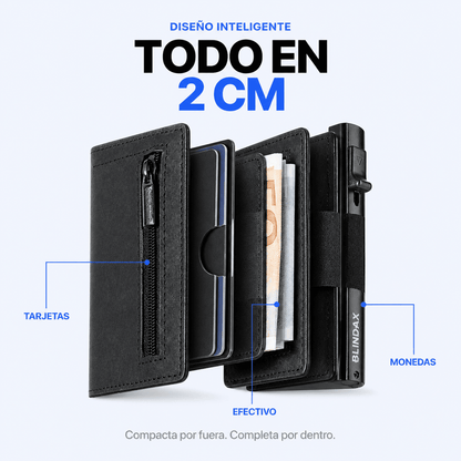 Tarjetero RFID BLINDAX — Bloqueo antirrobo