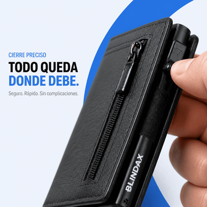Tarjetero RFID BLINDAX — Bloqueo antirrobo