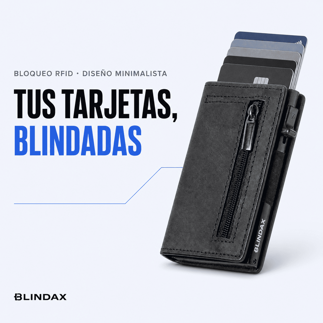 Tarjetero RFID BLINDAX — Bloqueo antirrobo
